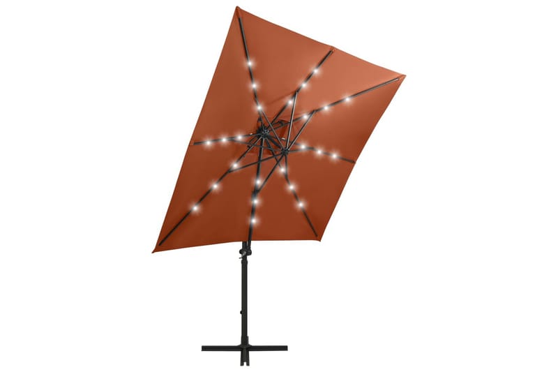 hængeparasol med stang + LED-lys 250 cm terrakotta - Havemøbler - Solafskærmning - Parasoller - Hængeparasol