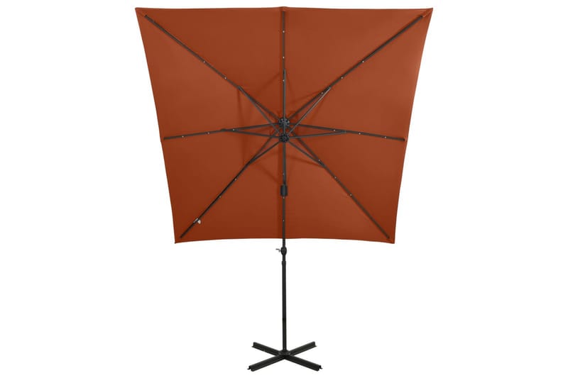 hængeparasol med stang + LED-lys 250 cm terrakotta - Havemøbler - Solafskærmning - Parasoller - Hængeparasol