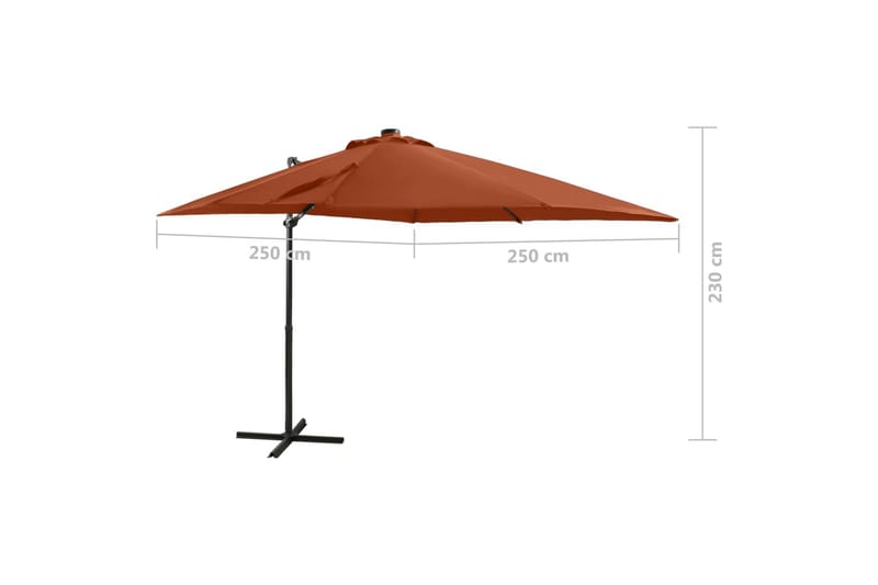 hængeparasol med stang + LED-lys 250 cm terrakotta - Havemøbler - Solafskærmning - Parasoller - Hængeparasol