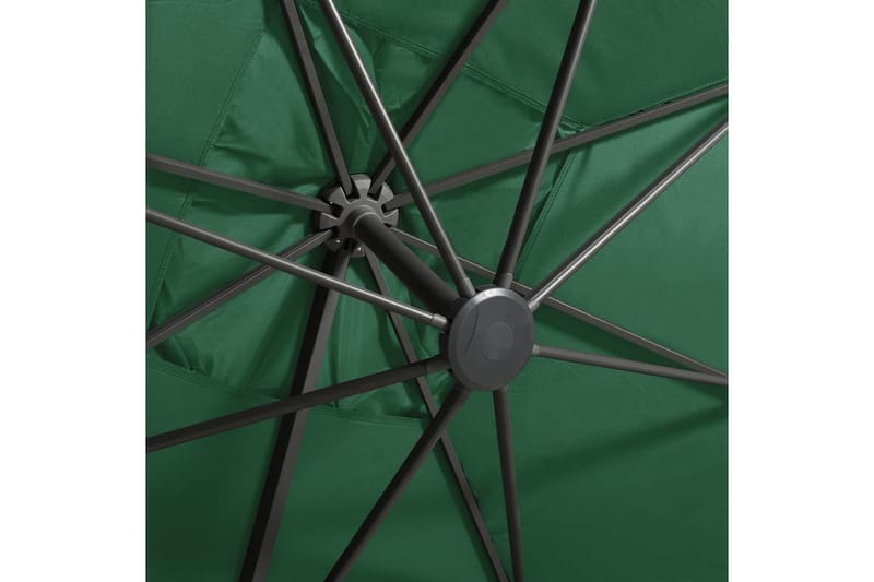 hængeparasol med stang + LED-lys 300 cm grøn - Havemøbler - Solafskærmning - Parasoller - Hængeparasol