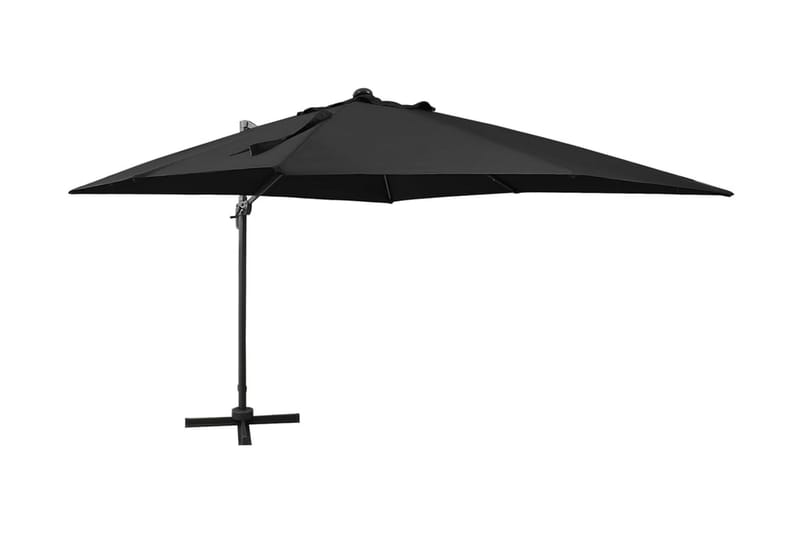 hængeparasol med stang + LED-lys 300 cm sort - Havemøbler - Solafskærmning - Parasoller - Hængeparasol