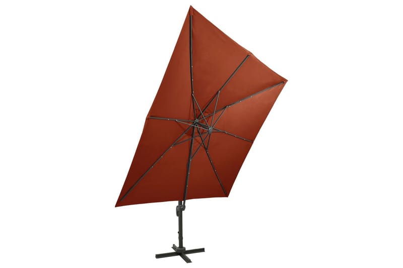 hængeparasol med stang + LED-lys 300 cm terrakotta - Havemøbler - Solafskærmning - Parasoller - Hængeparasol