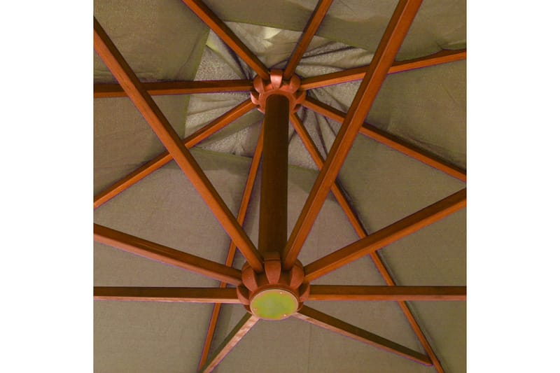 hængeparasol med stang 3x3 m massivt fyrretræ gråbrun - Gråbrun - Havemøbler - Solafskærmning - Parasoller - Hængeparasol
