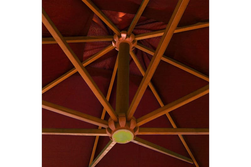 hængeparasol med stang 3x3 m massivt fyrretræ terrakotta - Rød - Hængeparasol
