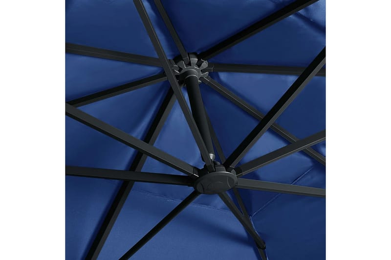 Hængeparasol M. Led-Lys Og Aluminiumsstang 400x300cm Azurblå - Blå - Havemøbler - Solafskærmning - Parasoller