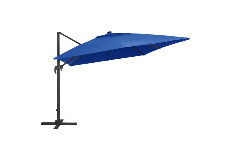 Hængeparasol M. Led-Lys Og Aluminiumsstang 400x300cm Azurblå - Blå - Havemøbler - Solafskærmning - Parasoller