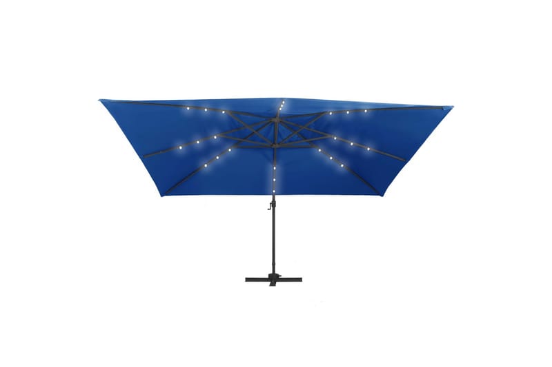 Hængeparasol M. Led-Lys Og Aluminiumsstang 400x300cm Azurblå - Blå - Havemøbler - Solafskærmning - Parasoller