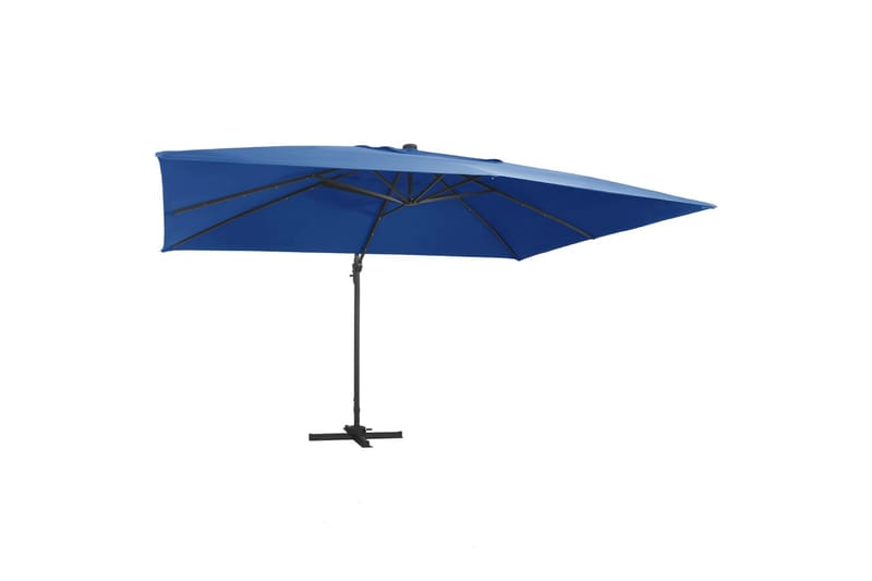 Hængeparasol M. Led-Lys Og Aluminiumsstang 400x300cm Azurblå - Blå - Havemøbler - Solafskærmning - Parasoller