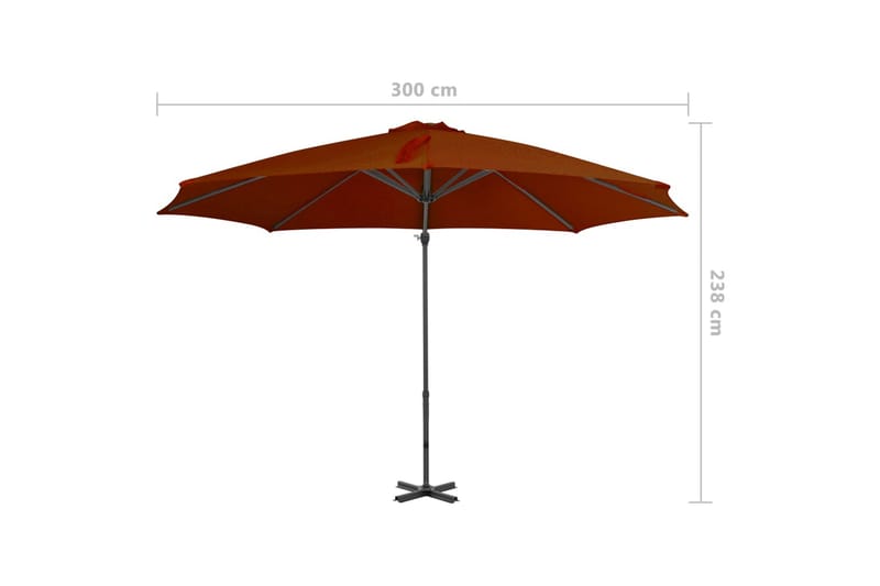 hængeparasol med aluminiumsstang 300 cm terrakotta - Orange - Parasoller