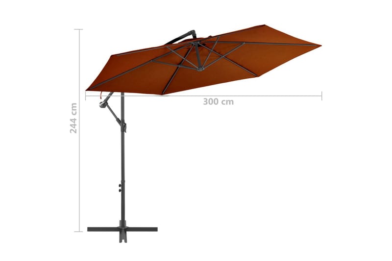 Hængeparasol Med Aluminiumsstang 300 cm Terrakotta - Rød - Parasoller