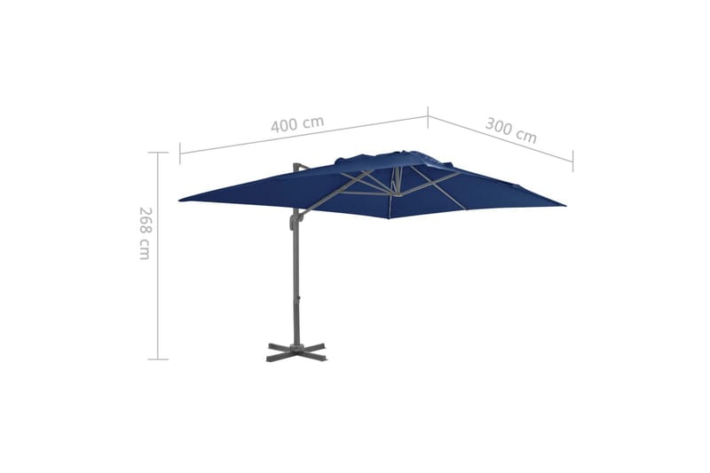 hængeparasol med aluminiumsstang 4 x 3 m blå - Blå - Parasoller