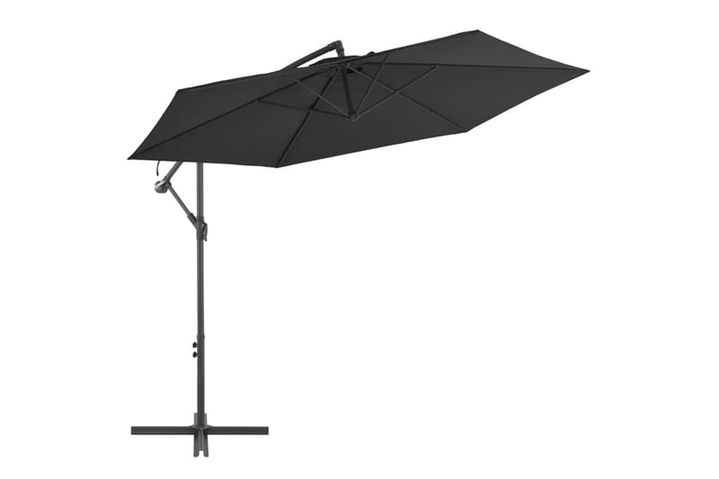 hængeparasol med aluminiumstang 300 cm sort - Sort - Havemøbler - Solafskærmning - Parasoller
