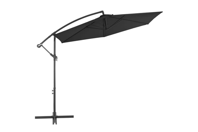 hængeparasol med aluminiumstang 300 cm sort - Sort - Havemøbler - Solafskærmning - Parasoller