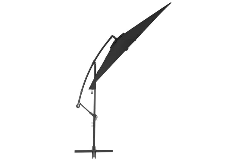 hængeparasol med aluminiumstang 300 cm sort - Sort - Parasoller