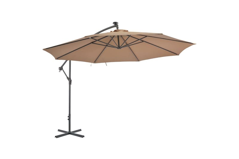 Hængeparasol Med Aluminiumstang 350 Cm Gråbrun - Brun - Havemøbler - Solafskærmning - Parasoller