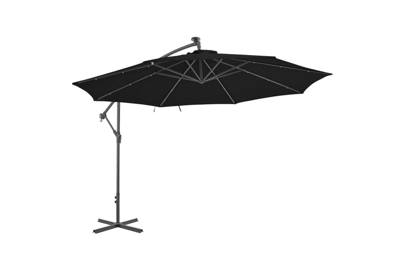 hængeparasol med aluminiumstang 350 cm sort - Sort - Havemøbler - Solafskærmning - Parasoller