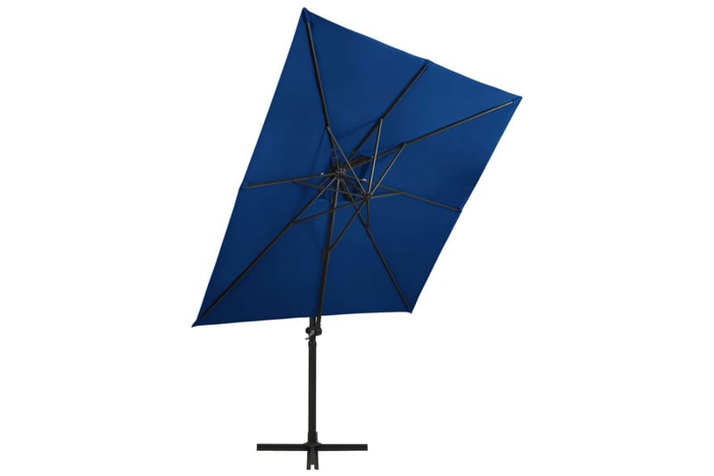 hængeparasol med dobbelt top 250x250 cm azurblå - Blå - Parasoller