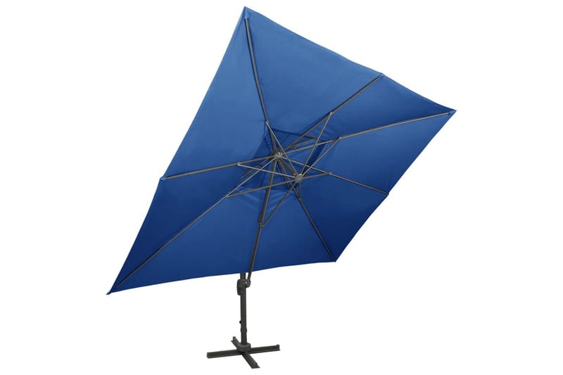hængeparasol med dobbelt top 400x300 cm azurblå - Blå - Havemøbler - Solafskærmning - Parasoller