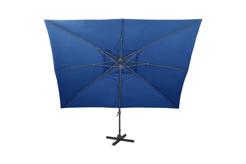 hængeparasol med dobbelt top 400x300 cm azurblå - Blå - Havemøbler - Solafskærmning - Parasoller