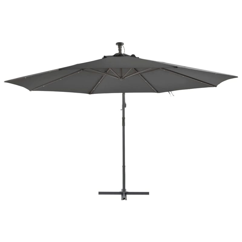 Hængeparasol Med Led-Lys Og Metalstang 350 Cm Antracitgrå - Grå - Havemøbler - Solafskærmning - Parasoller