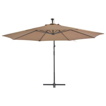 Hængeparasol Med Led-Lys Og Metalstang 350 Cm Gråbrun - Brun - Havemøbler - Solafskærmning - Parasoller