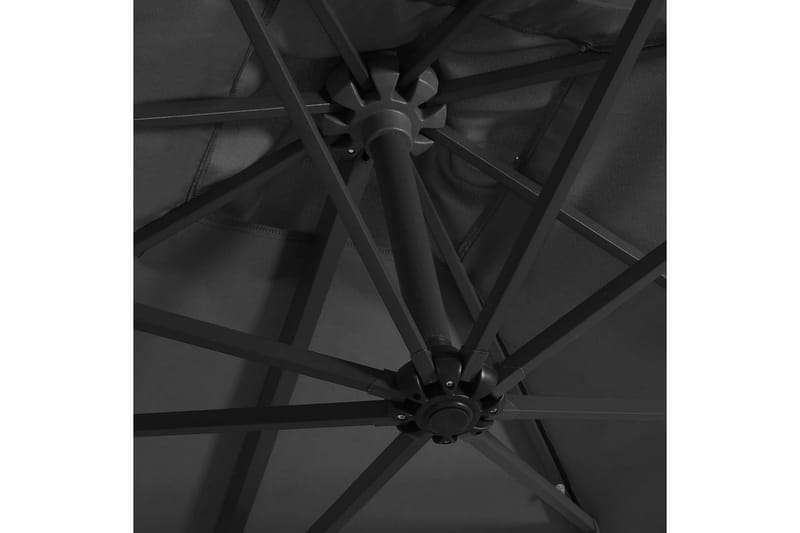 Hængeparasol med Led-Lys Og Stålstang 250x250 cm Antracitgrå - Grå - Parasoller