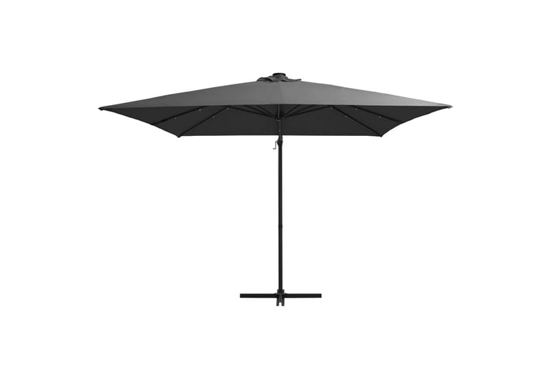 Hængeparasol med Led-Lys Og Stålstang 250x250 cm Antracitgrå - Grå - Havemøbler - Solafskærmning - Parasoller