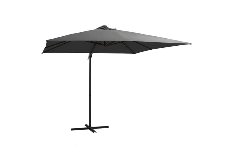 Hængeparasol med Led-Lys Og Stålstang 250x250 cm Antracitgrå - Grå - Havemøbler - Solafskærmning - Parasoller
