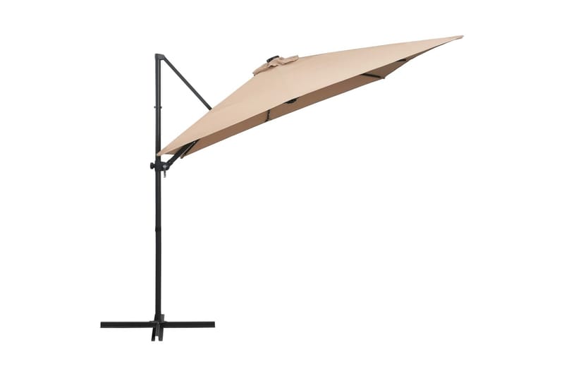 Hængeparasol med Led-Lys Og Stålstang 250x250 cm Gråbrun - Brun - Havemøbler - Solafskærmning - Parasoller