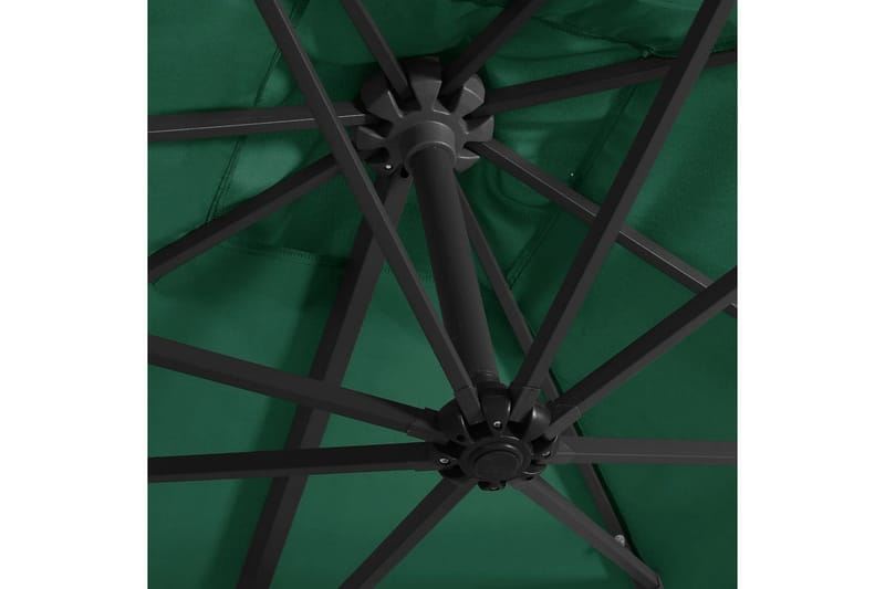 Hængeparasol med Led-Lys Og Stålstang 250x250 cm Grøn - Grøn - Parasoller
