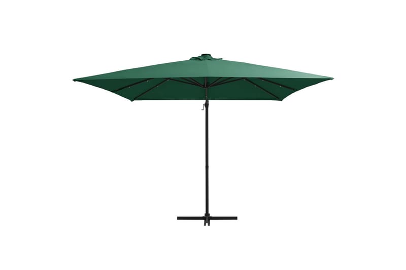Hængeparasol med Led-Lys Og Stålstang 250x250 cm Grøn - Grøn - Havemøbler - Solafskærmning - Parasoller