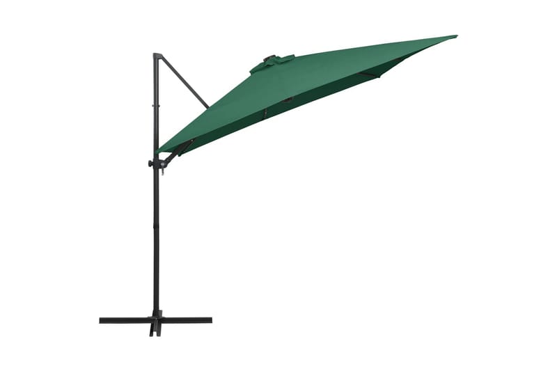 Hængeparasol med Led-Lys Og Stålstang 250x250 cm Grøn - Grøn - Havemøbler - Solafskærmning - Parasoller