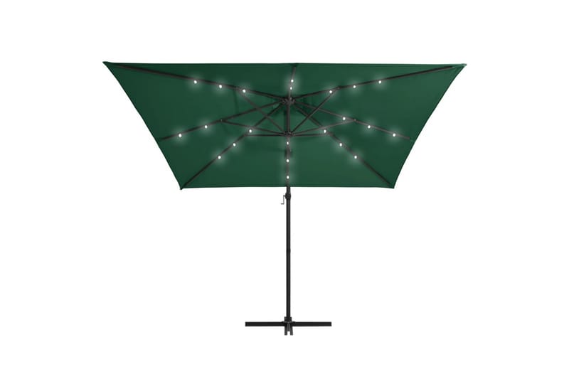 Hængeparasol med Led-Lys Og Stålstang 250x250 cm Grøn - Grøn - Havemøbler - Solafskærmning - Parasoller