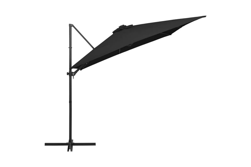 Hængeparasol med Led-Lys Og Stålstang 250x250 cm Sort - Sort - Havemøbler - Solafskærmning - Parasoller