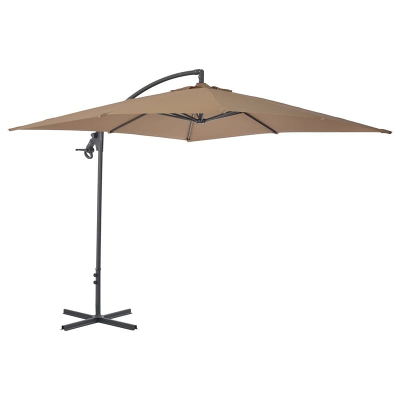 Hængeparasol Med Stålstang 250 X 250 Cm Gråbrun - Brun - Havemøbler - Solafskærmning - Parasoller