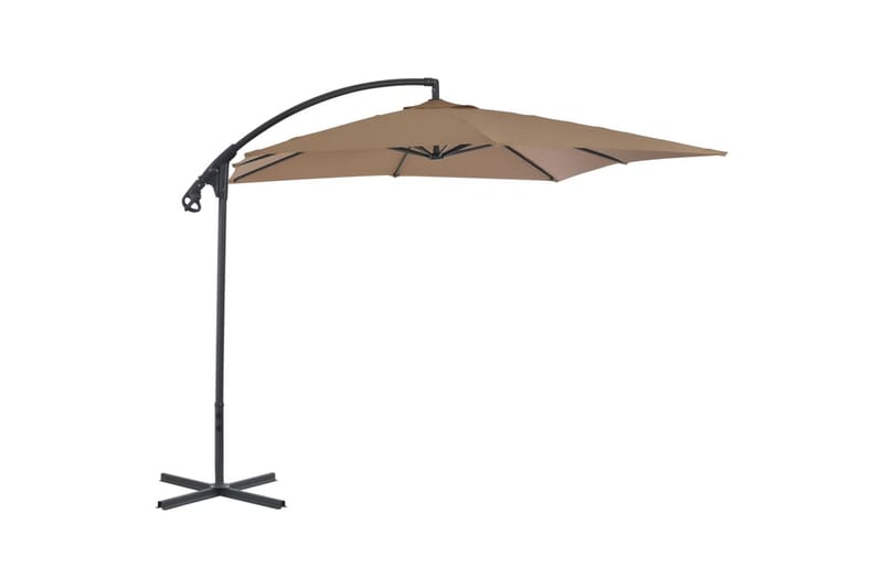 Hængeparasol Med Stålstang 250 X 250 Cm Gråbrun - Brun - Havemøbler - Solafskærmning - Parasoller
