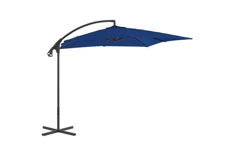 hængeparasol med stålstang 250x250 cm azurblå - Blå - Havemøbler - Solafskærmning - Parasoller