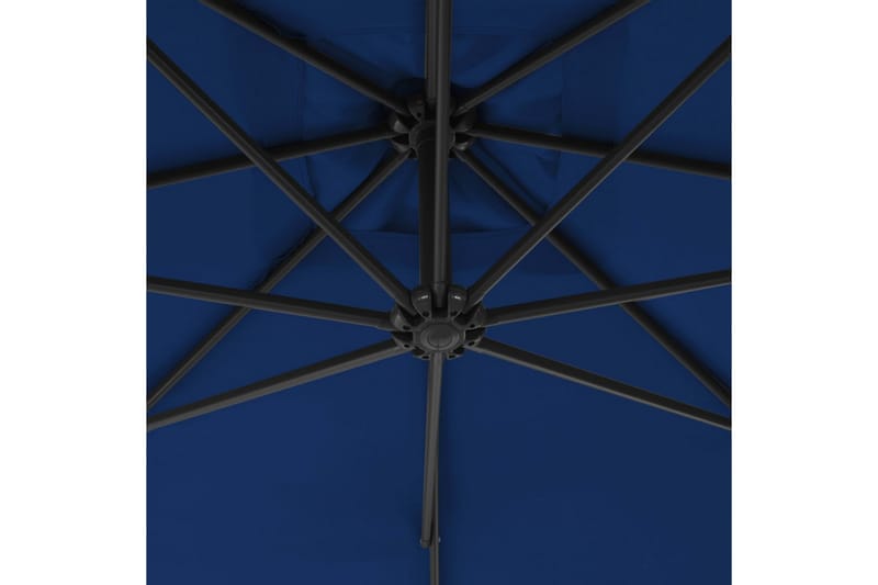 hængeparasol med stålstang 250x250 cm azurblå - Blå - Havemøbler - Solafskærmning - Parasoller