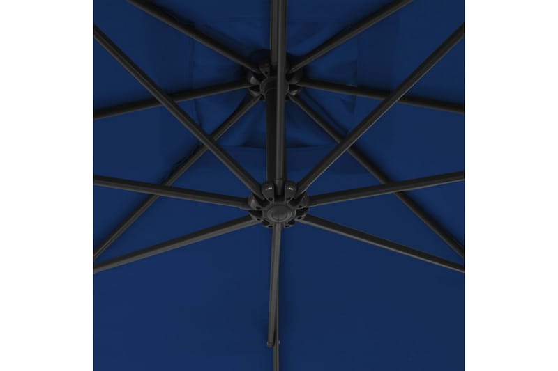 hængeparasol med stålstang 250x250 cm azurblå - Blå - Parasoller