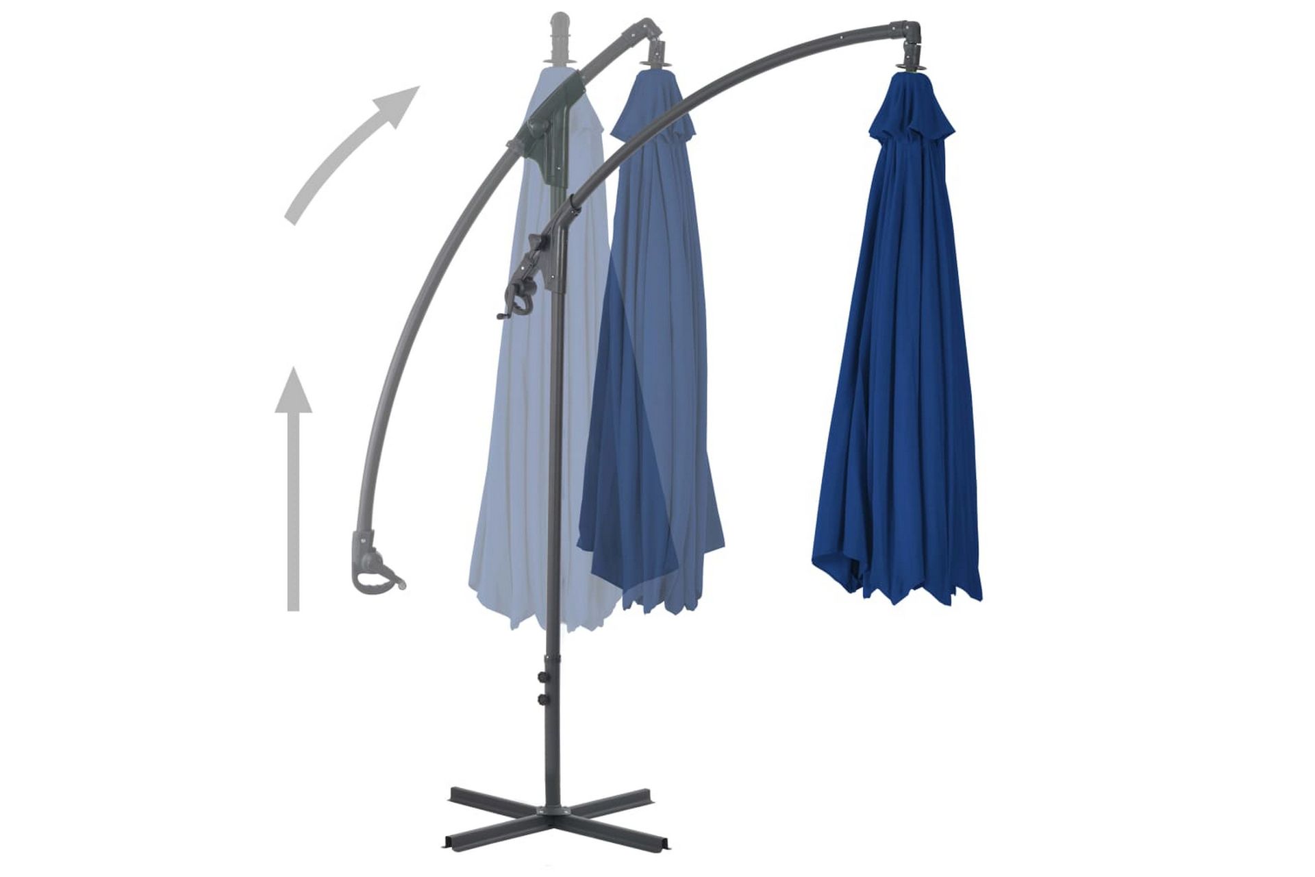 hængeparasol med stålstang 250x250 cm azurblå - Blå - Havemøbler - Solafskærmning - Parasoller