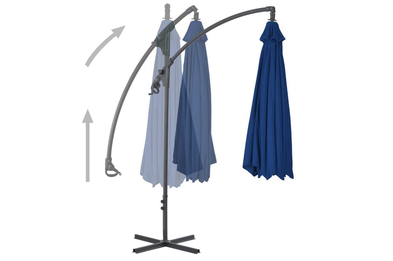 hængeparasol med stålstang 250x250 cm azurblå - Blå - Havemøbler - Solafskærmning - Parasoller