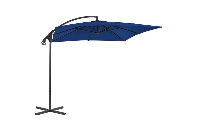 hængeparasol med stålstang 250x250 cm azurblå - Blå - Havemøbler - Solafskærmning - Parasoller