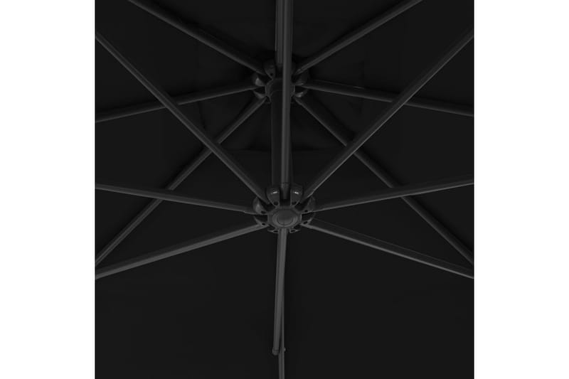 hængeparasol med stålstang 250x250 cm sort - Sort - Parasoller