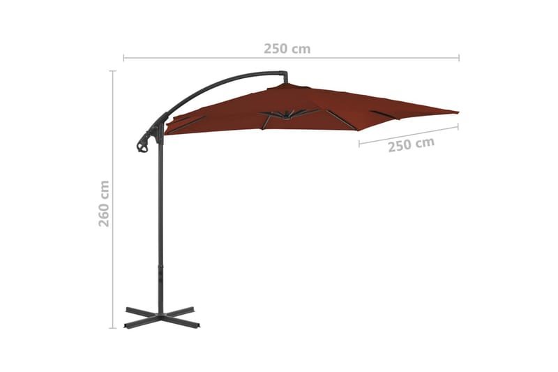 Hængeparasol Med Stålstang 250x250 cm Terrakotta - Orange - Havemøbler - Solafskærmning - Parasoller