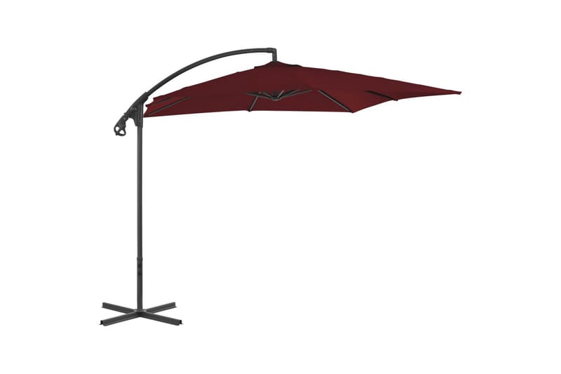 hængeparasol med stålstang 250x250 cm vinrød - Rød - Havemøbler - Solafskærmning - Parasoller
