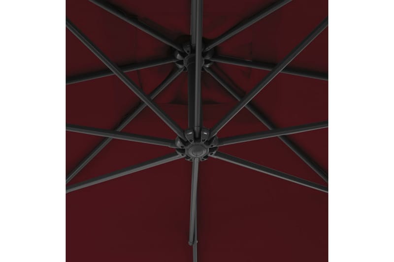 hængeparasol med stålstang 250x250 cm vinrød - Rød - Parasoller
