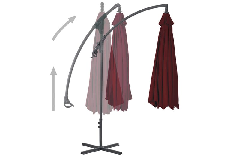 hængeparasol med stålstang 250x250 cm vinrød - Rød - Havemøbler - Solafskærmning - Parasoller