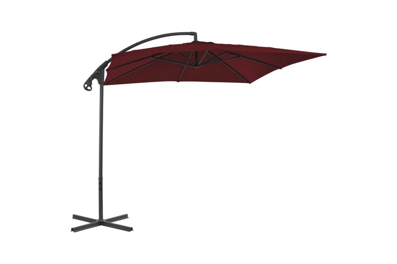 hængeparasol med stålstang 250x250 cm vinrød - Rød - Havemøbler - Solafskærmning - Parasoller