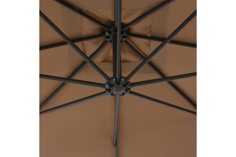 Hængeparasol Med Stålstang 300 Cm Gråbrun - Brun - Parasoller