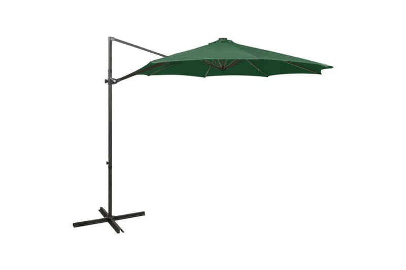 hængeparasol med stang + LED-lys 300 cm grøn - Grøn - Havemøbler - Solafskærmning - Parasoller